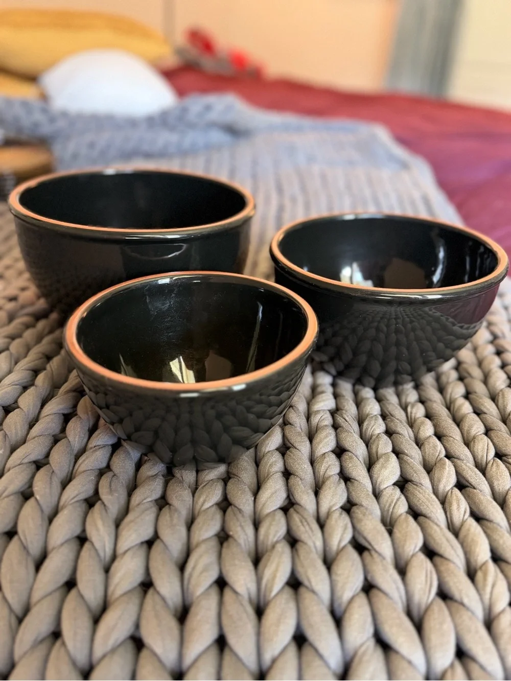 Black Ceramic Mixing Bowls (Set of 3)